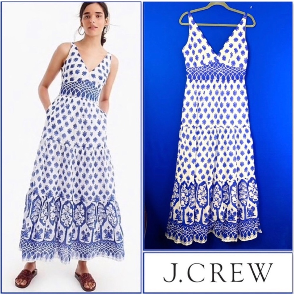 🆕👗•J. CREW• V-Neck Maxi Dress in Block Print👗